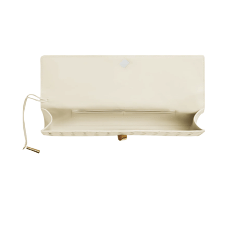 Bottega Veneta Andiamo Clutch Sea Salt Intrecciato Leather Modern Minimalism in Motion - BEAUTY BAR