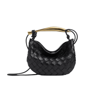 Bottega Veneta Baby Sardine Bag – Black Intrecciato Leather With Sculptural Top Handle | Compact Italian Elegance - BEAUTY BAR