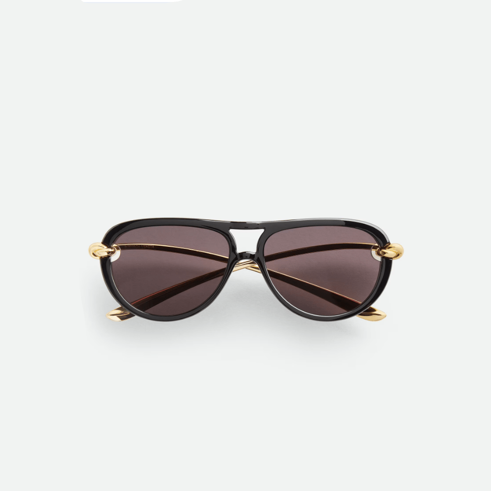 Bottega Veneta Classic Aviator Sunglasses With Gold Ribbon Detail 1