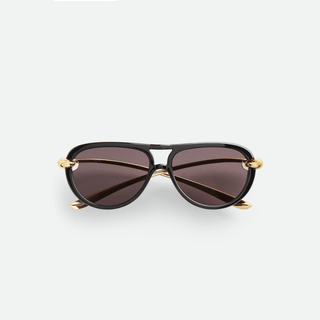 Bottega Veneta Classic Aviator Sunglasses With Gold Ribbon Detail
