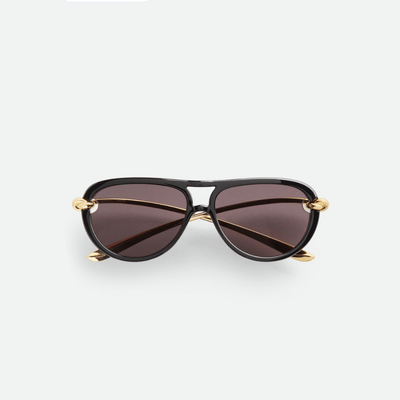 Bottega Veneta Classic Aviator Sunglasses With Gold Ribbon Detail