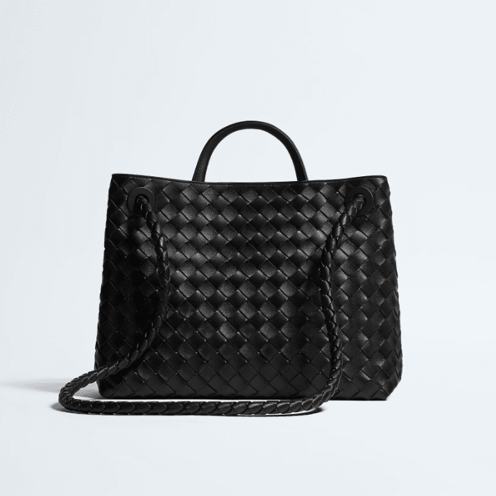 Bottega Veneta Medium Andiamo Crossbody Bag in Intrecciato Leather Black 5