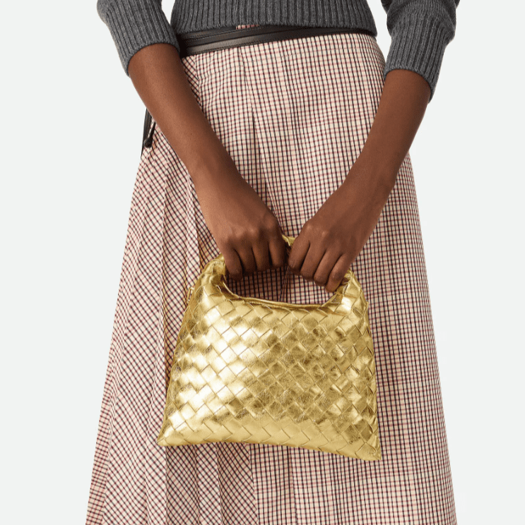 Bottega Veneta Mini Hop Mirror Intrecciato Hobo Bag  Gold Leather & Muse Brass Hardware Iconic Italian Craftsmanship 2