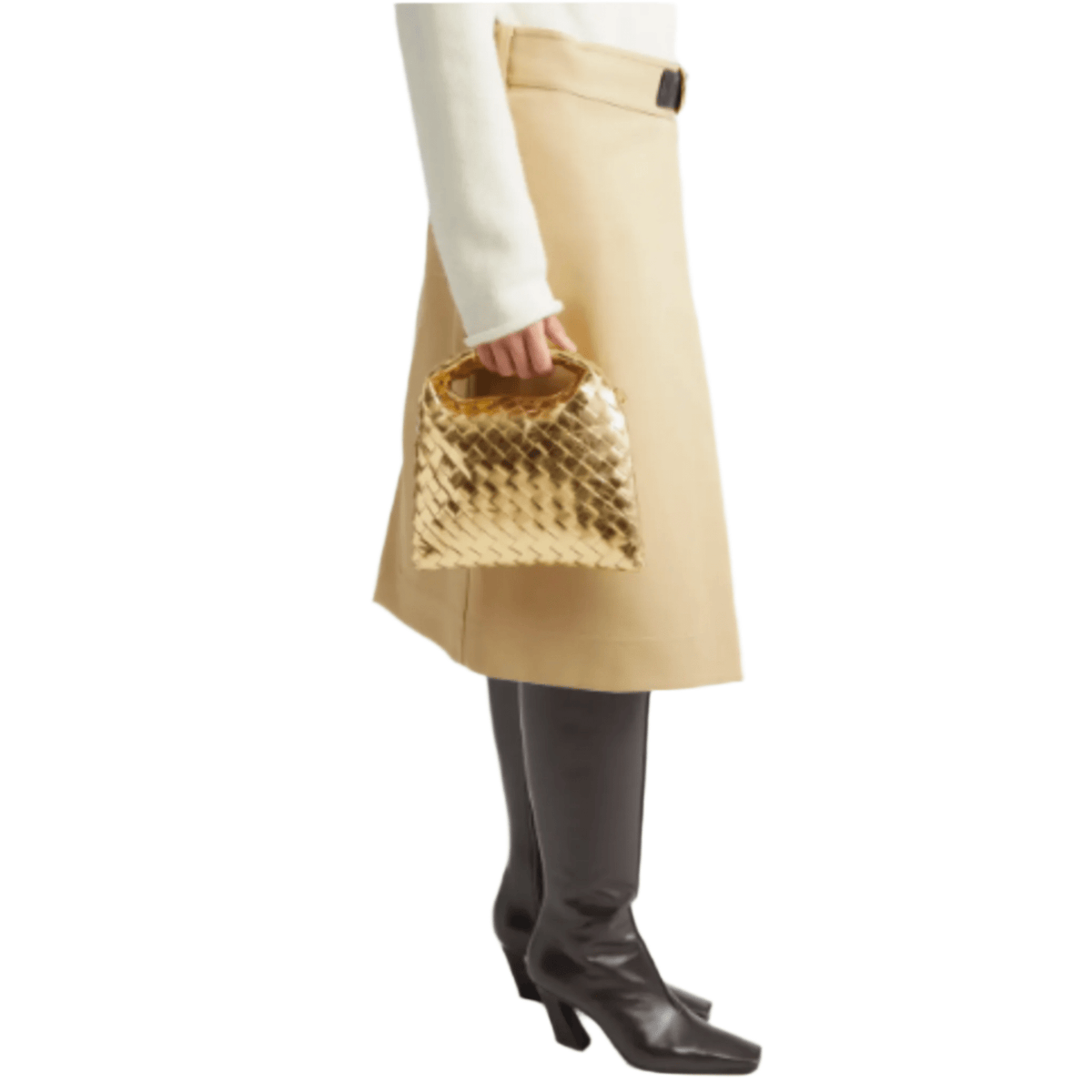 Bottega Veneta Mini Hop Mirror Intrecciato Hobo Bag  Gold Leather & Muse Brass Hardware Iconic Italian Craftsmanship 6