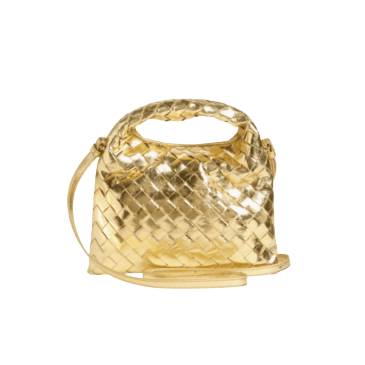 Bottega Veneta Mini Hop Mirror Intrecciato Hobo Bag  Gold Leather & Muse Brass Hardware Iconic Italian Craftsmanship 4