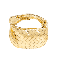 Bottega Veneta Mini Jodie Metallic Gold Leather Bag with Signature Knot  Iconic Italian Luxury