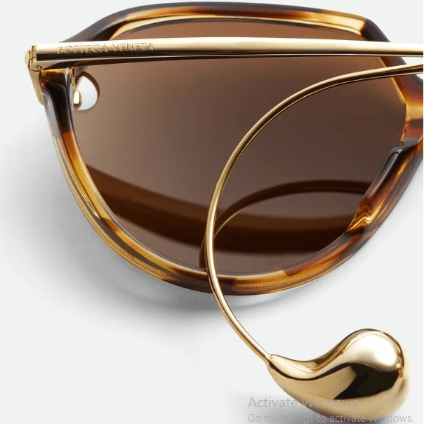 Bottega Veneta Oversized Tortoiseshell Sunglasses With Iconic Gold Drop Charm 2
