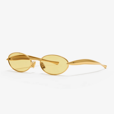 Bottega Veneta Sardine Oval Sunglasses Gold
