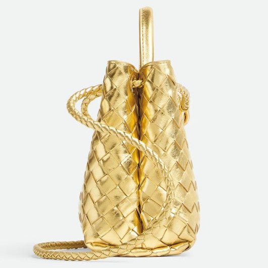 Bottega Veneta Small Andiamo Gold Leather Bag 3