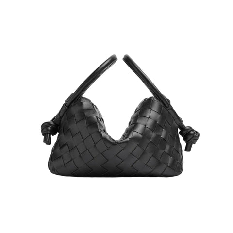 Bottega Veneta Small Handle Loop Bag Black Leather With Top Handle Contemporary Italian Luxury - BEAUTY BAR