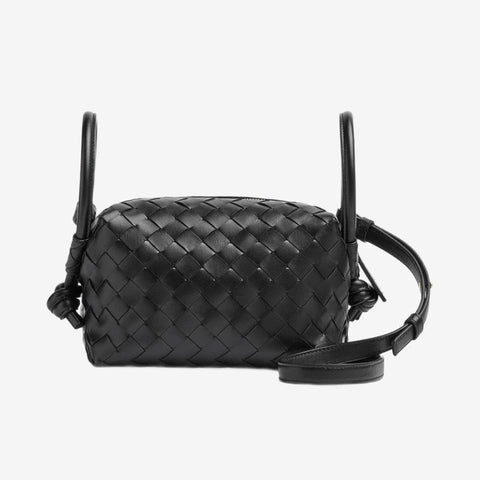 Bottega Veneta Small Handle Loop Bag Black Leather With Top Handle Contemporary Italian Luxury - BEAUTY BAR