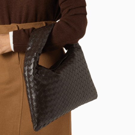 Bottega Veneta Small Hop Hobo Bag In Intrecciato Leather Brown 3