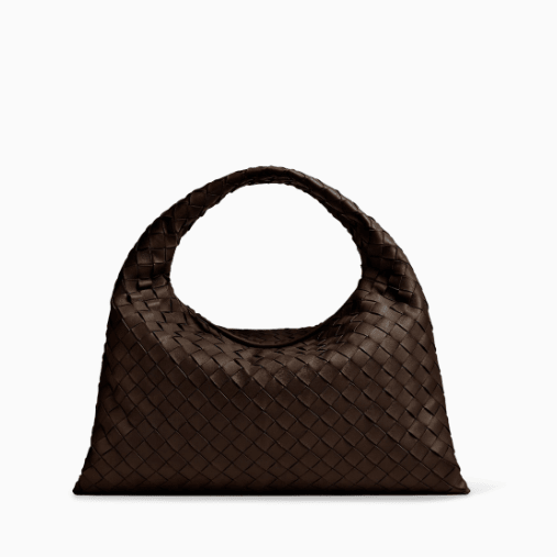 Bottega Veneta Small Hop Hobo Bag In Intrecciato Leather Brown 1