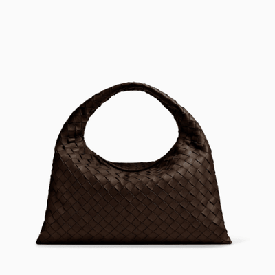 Bottega Veneta Small Hop Hobo Bag In Intrecciato Leather Brown