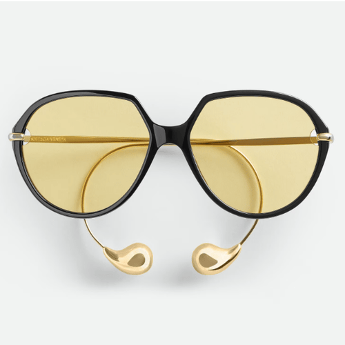 Bottega Veneta Sunglasses Featuring Sculptural Gold Drop Pendants - BEAUTY BAR