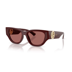 Burberry Burgundy Wide-Frame Sunglasses With Gold Accent Details