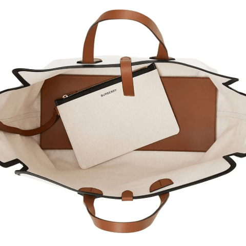 Burberry Neutral Logo Canvas Tote Bag – White - BEAUTY BAR