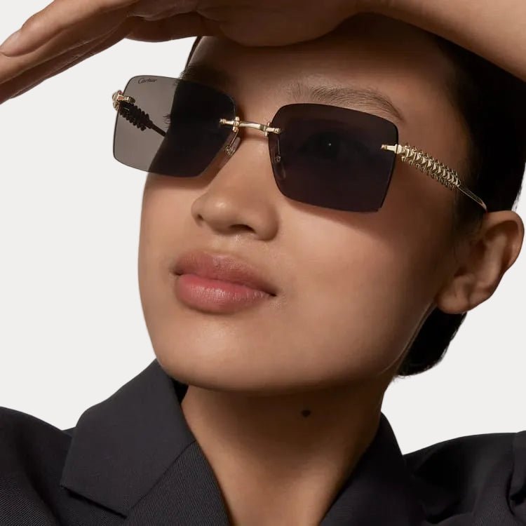 Cartier Luxury Rimless Square Sunglasses With Lconic Clash Studs 4
