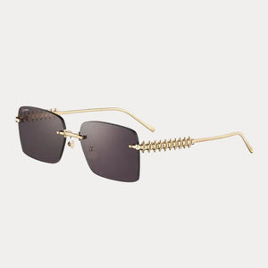 Cartier Luxury Rimless Square Sunglasses With Lconic Clash Studs