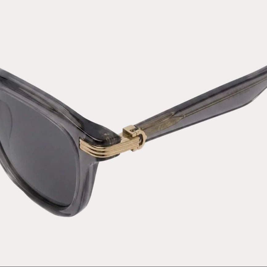 Cartier Transparent Grey Square Sunglasses With Gold Details 3