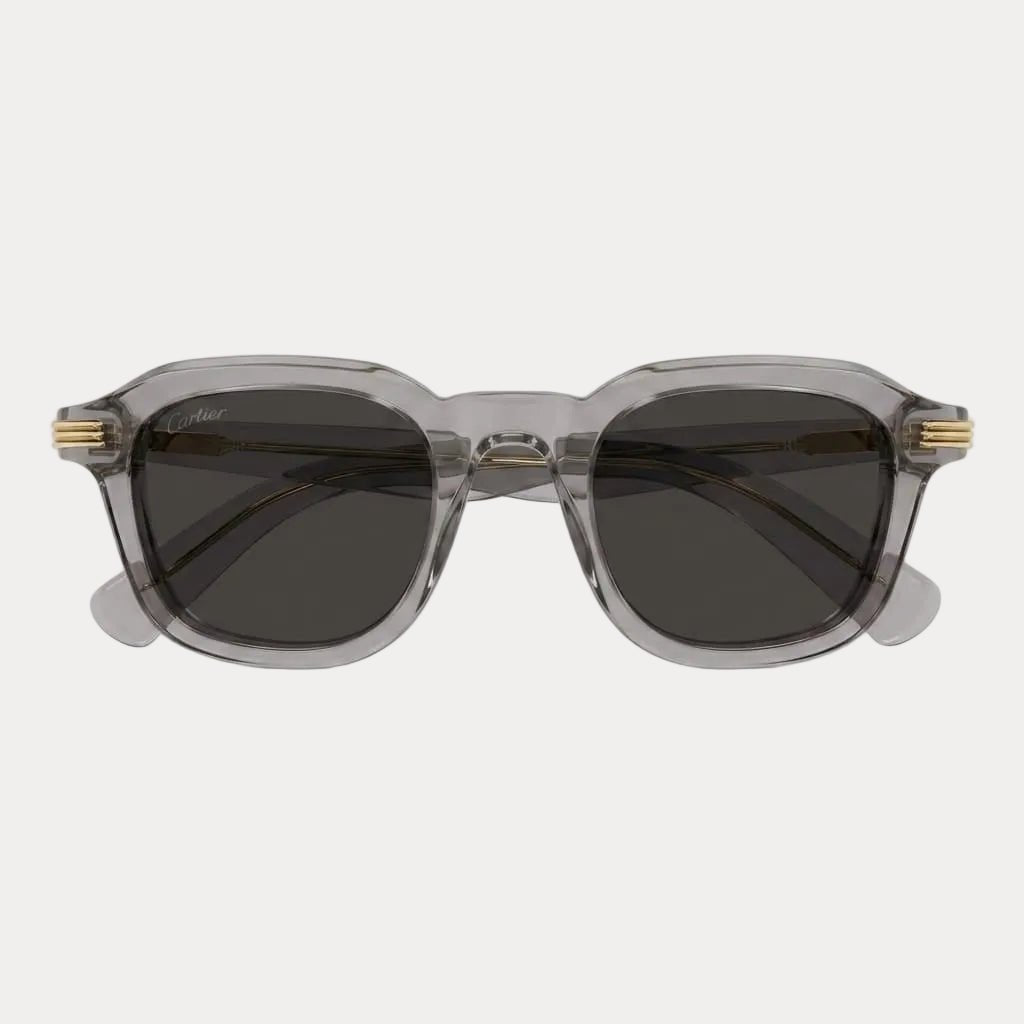 Cartier Transparent Grey Square Sunglasses With Gold Details 2