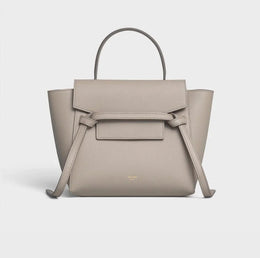 Celine Belt Nano Shoulder Bag In Beige Grained Leather