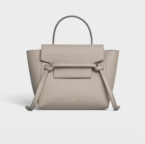 Celine Belt Nano Shoulder Bag In Beige Grained Leather