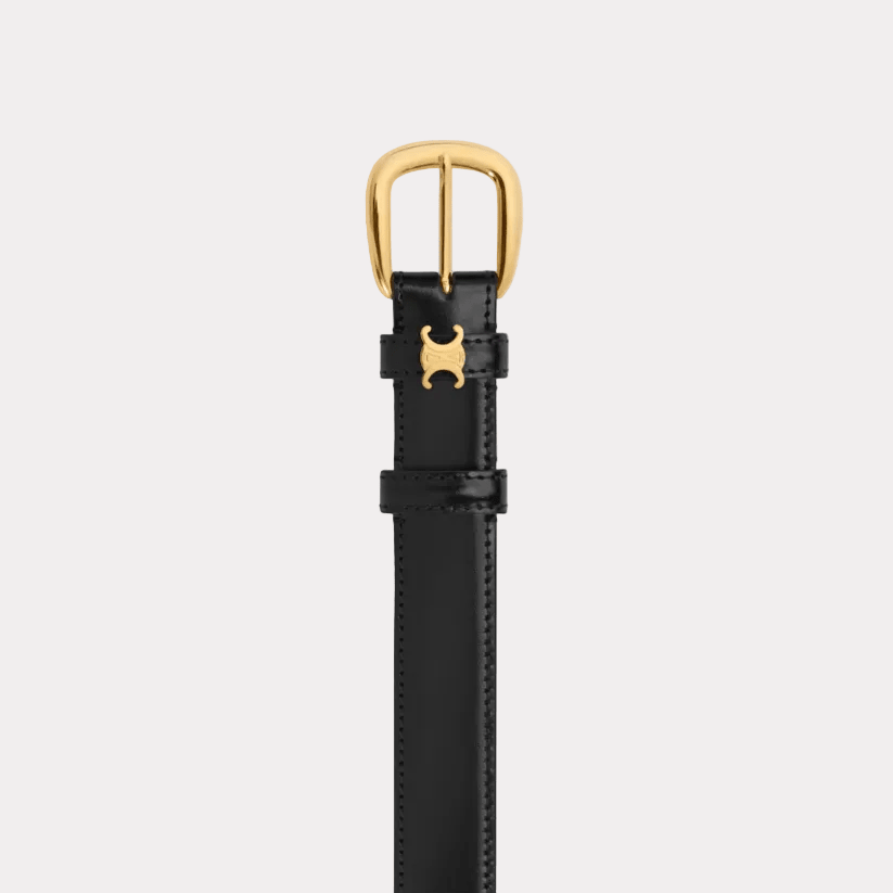 Celine Black Leather Belt With Triomphe Logo 2