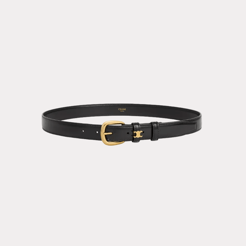 Celine Black Leather Belt With Triomphe Logo 1