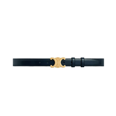 Celine Black Triomphe Belt In Taurillon Leather