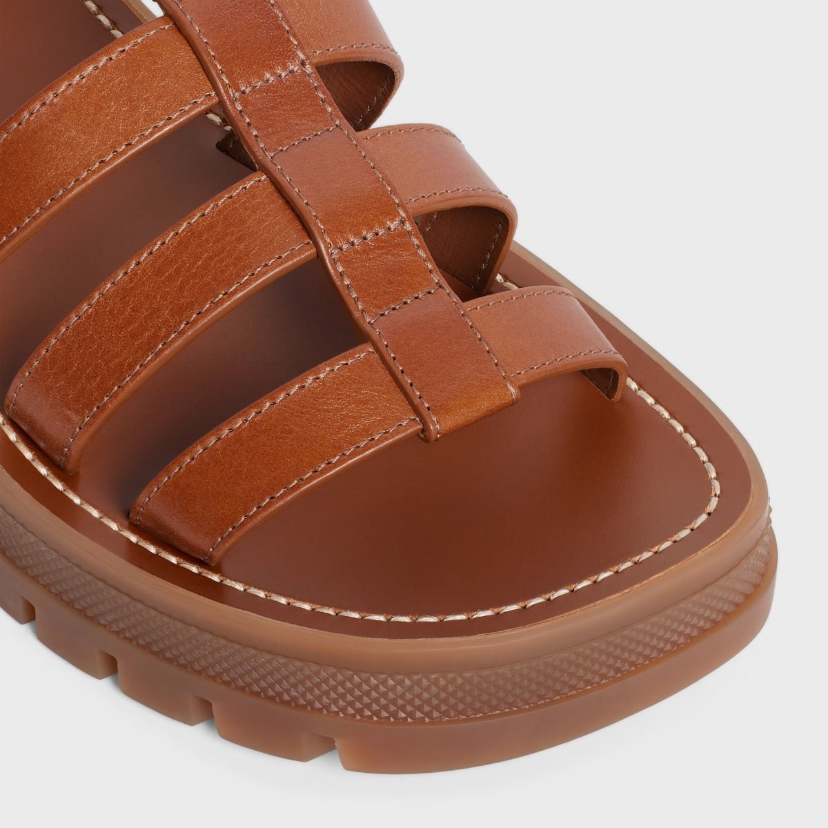 Celine Clea Triumph Gladiator Calfskin Sandals - Vegan Tan 3