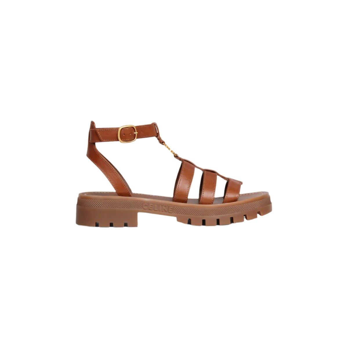 Celine Clea Triumph Gladiator Calfskin Sandals - Vegan Tan 5