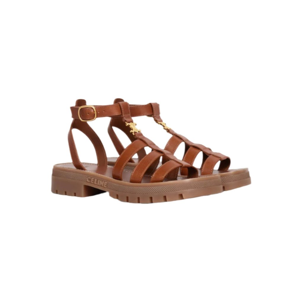 Celine Clea Triumph Gladiator Calfskin Sandals - Vegan Tan 1