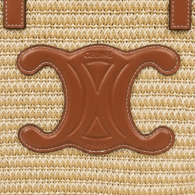 Celine Medium Supple Classic Panier In Raffia And Calfskin 2