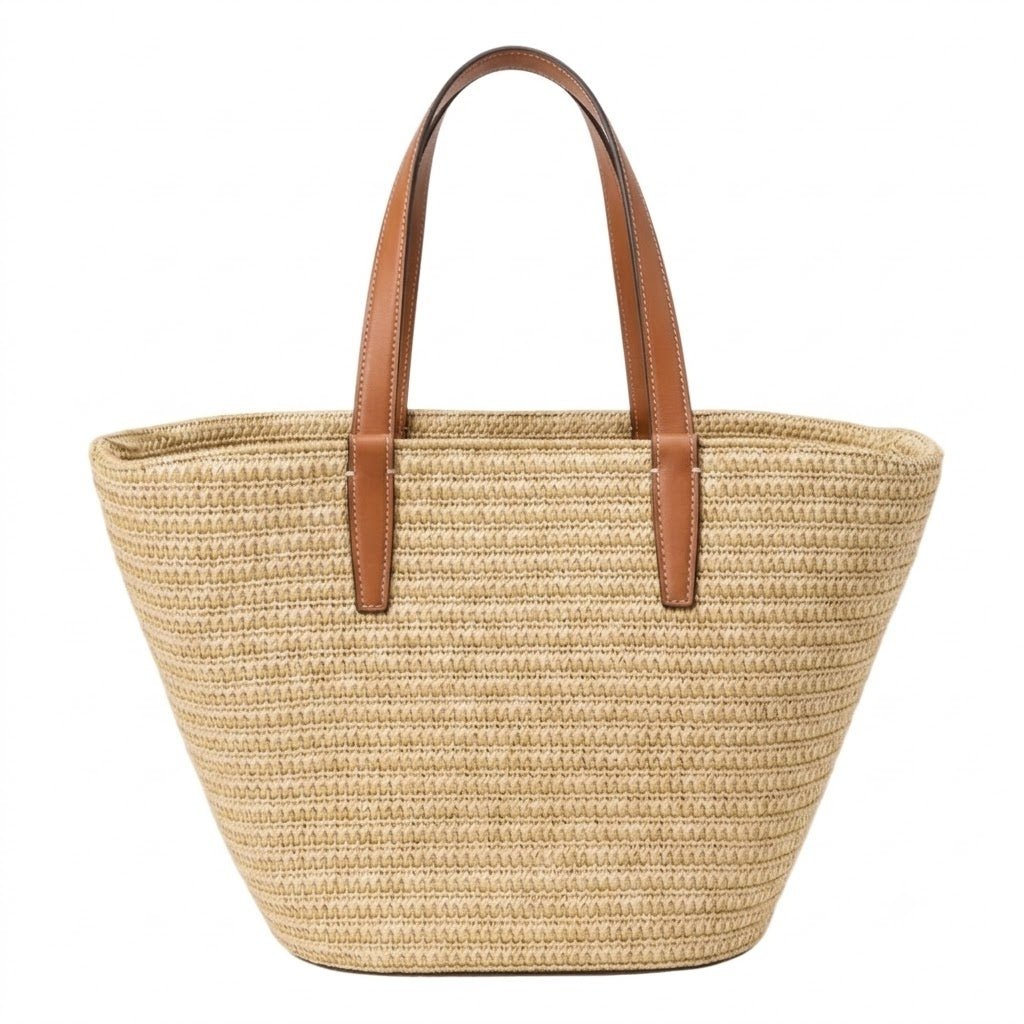 Celine Medium Supple Classic Panier In Raffia And Calfskin 3