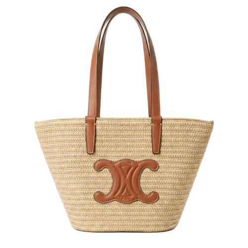 Celine Medium Supple Classic Panier In Raffia And Calfskin - BEAUTY BAR