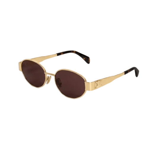 Celine Oval Gold Metal Frame Sunglasses With Brown Gradient Lenses - BEAUTY BAR