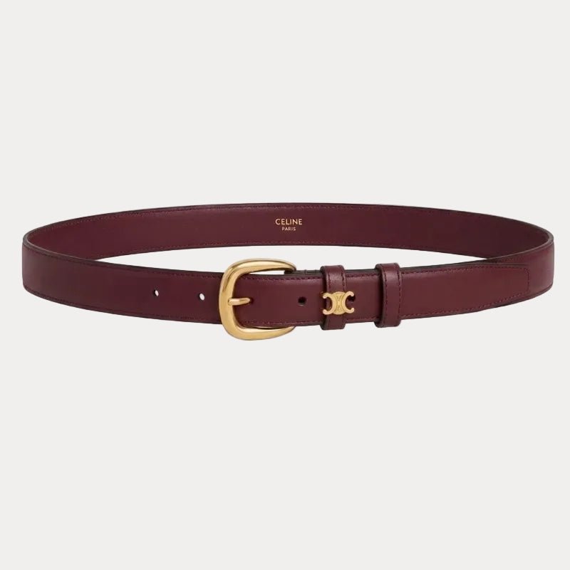 Celine Red Leather Belt with Triomphe Logo