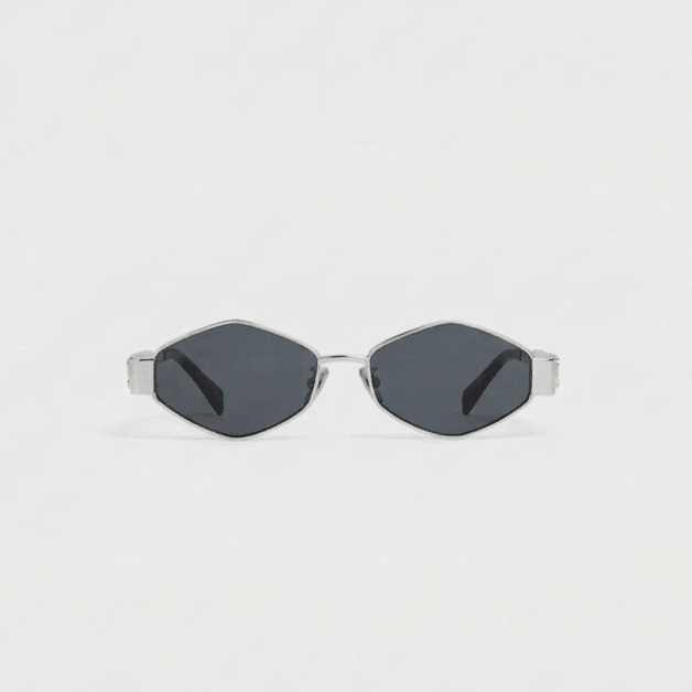 Celine Sunglasses With a Geometric Silver Metal Frame And Gray Lenses 1