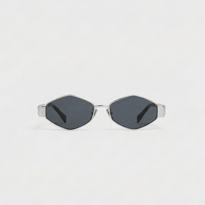 Celine Sunglasses With a Geometric Silver Metal Frame And Gray Lenses