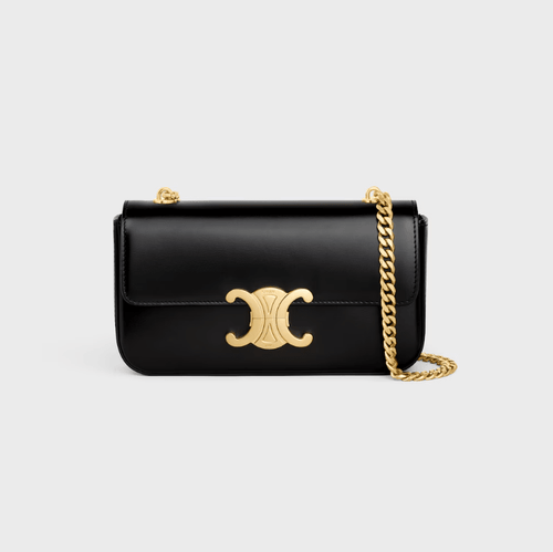 Celine Triomphe Claude Black Leather Shoulder Bag