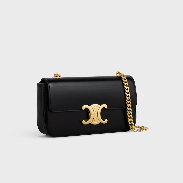 Celine Triomphe Claude Black Leather Shoulder Bag 2