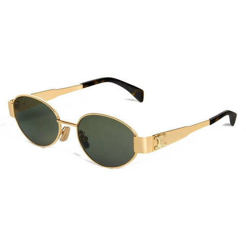 Celine Triomphe Metal Oval Sunglasses Gold Green - BEAUTY BAR