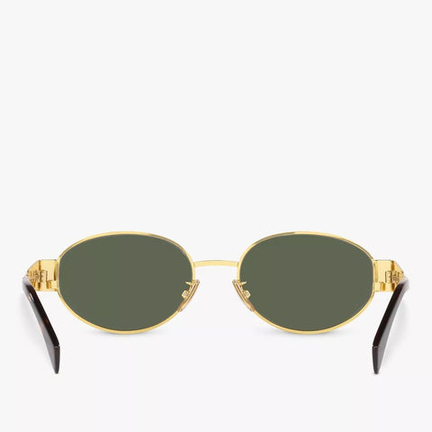 Celine Triomphe Metal Oval Sunglasses Gold Green - BEAUTY BAR