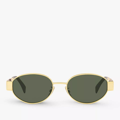 Celine Triomphe Metal Oval Sunglasses Gold Green - BEAUTY BAR