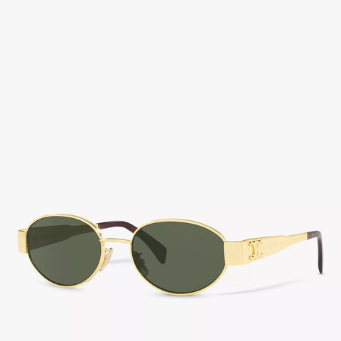 Celine Triomphe Metal Oval Sunglasses Gold Green - BEAUTY BAR
