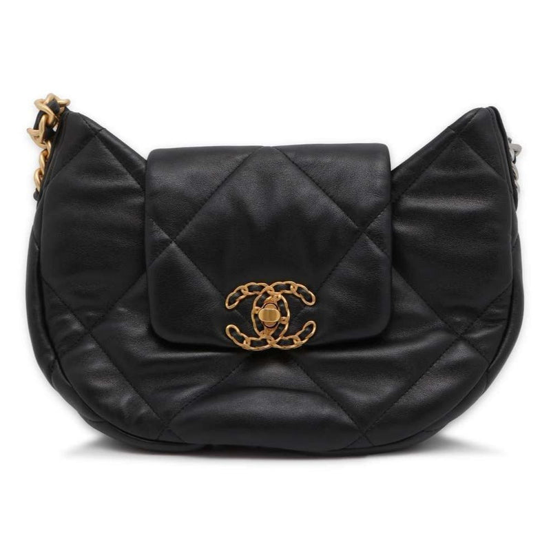 حقيبة كتف شانيل 24C هوبو من جلد الحمل باللون الأسود مع تفاصيل ملونة متعددة 4