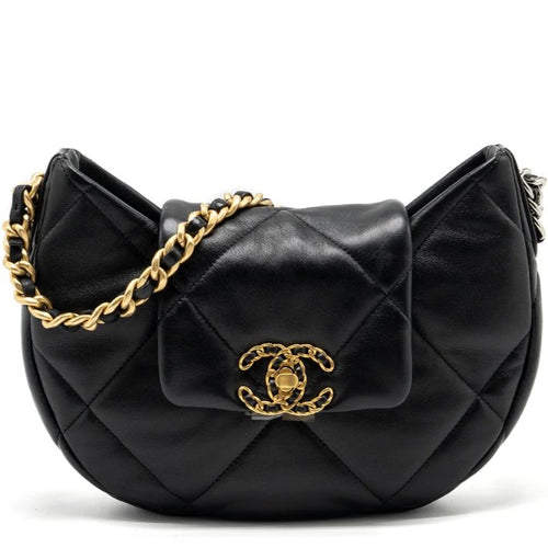 Chanel 24C Hobo Shoulder Bag Lambskin Black Multicolour Hardware