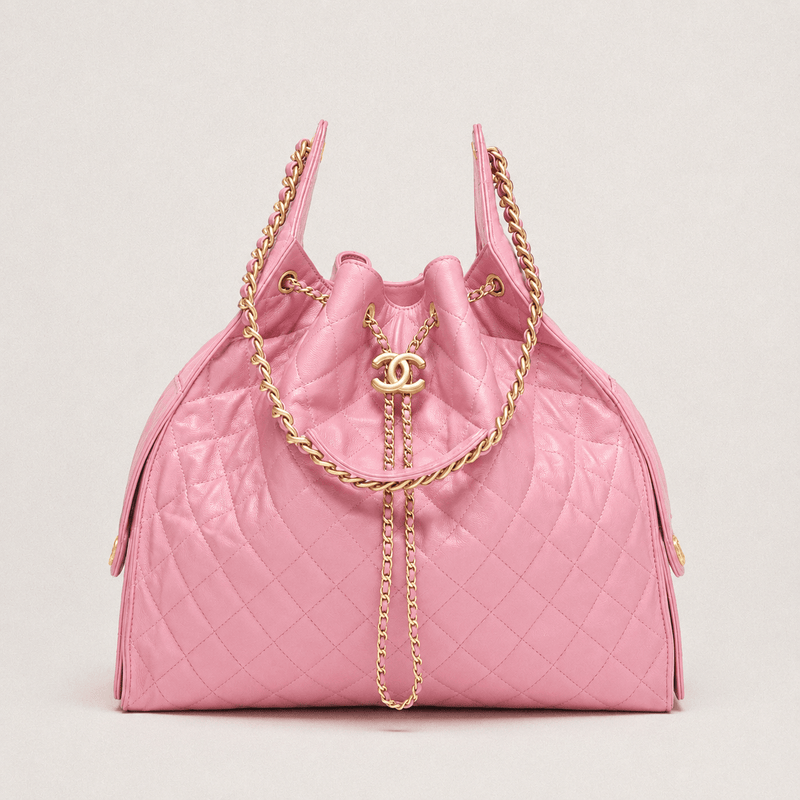 Chanel 25 Large Handbag Gold-Tone Metal Light Pink