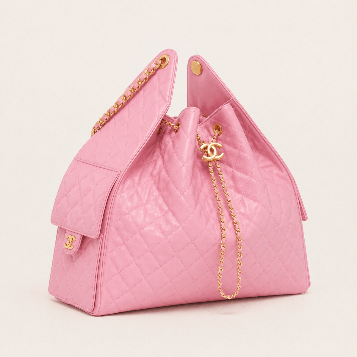 Chanel 25 Large Handbag Gold-Tone Metal Light Pink 3